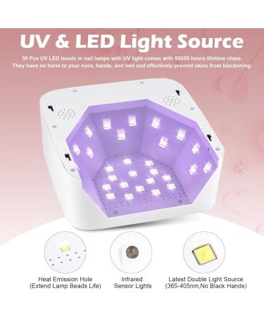 Rechargeable 72W Cordless UV LED Nail Lamp - Professional Nail Dryer with 5 Timer Settings & Heart-Shaped LCD Display - Buy Online on SooperMarket.com