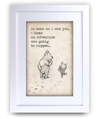 HWC Trading FR Winnie the Pooh Adventure A3 Framed Printed Quote Nursery Print Baby Shower Room Gifts New Born Bedroom Gift Print Photo Picture Frame Display