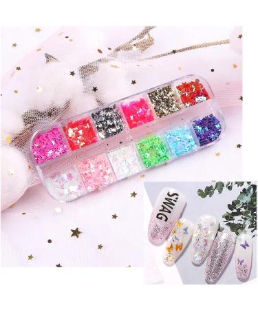 Kalolary 3D Butterfly Nail Art Glitter Sequins - Colorful Holographic Foil Debris for Women's Nail Decoration - Buy Online on SooperMarket.com