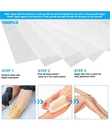 1000 Fleece Strips for Hair Removal | Wax Stripes Sugar Paste Eyebrow & Bikini Waxing - Gentle & Effective - Buy Online on SooperMarket.com