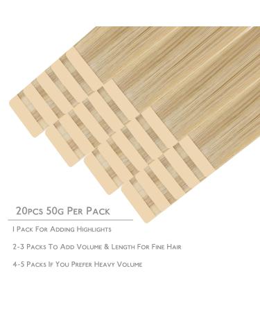 Buy If-alife Tape Extensions - 20pcs 50g 14 Inch Light Blonde Highlights Remy Real Hair Invisible Skin Weft Hair Extensions - Buy Online on SooperMarket.com