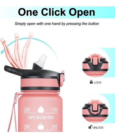 ELYPHINE 32/24 oz Water Bottle with Removable Straw & Time Marker | BPA Free Tritan | Leakproof | Motivational Sports Jug - Veiled Rose - Buy Online on SooperMarket.com