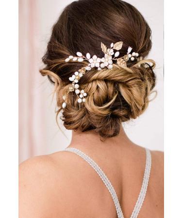 Unicra Silver Wedding Hair Vine - Rhinestone Flower Headpiece with Pearls | Bridal Hair Jewelry for Bridesmaid & Women - Buy Online on SooperMarket.com