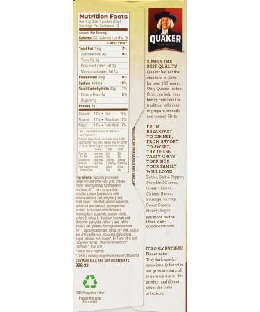 Quaker Instant Grits Cheddar Cheese Flavor 24 1-oz Packs - 2 Boxes - Buy Online on SooperMarket.com