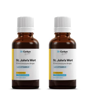 Dr Corbyn St. John's Wort Tincture Drops with Vitamin C 50ml (Pack of 2) | St. John's Wort Liquid Enriched with Vitamin C | Alcohol Free