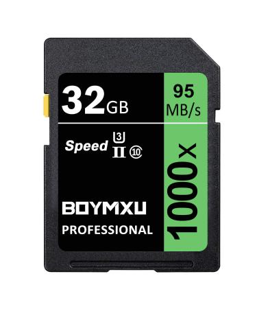 32GB Memory Card U3, BOYMXU Professional 1000 x Class 10 Card U3 Memory Card Compatible Computer Cameras and Camcorders, Camera Memory Card Up to 95MB/s, Green/Black 32GB GREEN