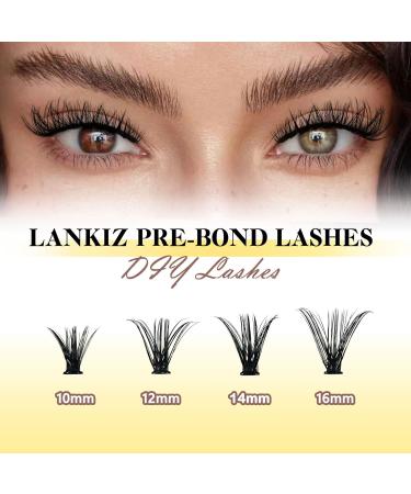 Lankiz Self-Adhesive Eyelashes - 160pcs No Glue Required 40D D Curl DIY Eyelash Extensions Reusable Pre-Glued Individual Lashes - Buy Online on SooperMarket.com