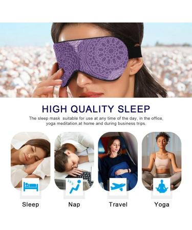 Haskirky Light Blocking Eye Mask - Breathable & Adjustable for Adults | Ideal for Travel, Yoga & Meditation - Purple Mandala Design - Buy Online on SooperMarket.com