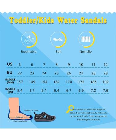STQ Kids Water Shoes Quick-Dry Slip-On Sandals - Size 7 Toddler, All Black - Buy Online on SooperMarket.com