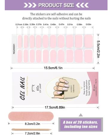 Kalolary 20PCS Nail Gel Polish Strips - Light Pink | Self-Adhesive Wraps for Cured Gel Nails | Nail Stickers Decals - UV/LED Lamp Required - Buy Online on SooperMarket.com