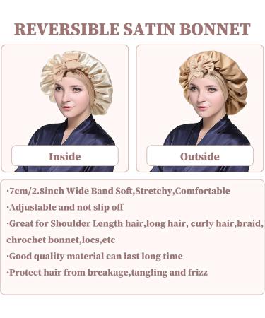 Welrog Satin Hair Hood for Women - Double-Sided Silk Bonnet for Sleeping & Hair Protection - Coffee/Beige Color - Buy Online on SooperMarket.com