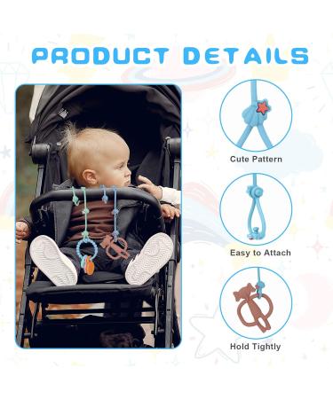 Vicloon Silicone Toy Clip 2Pcs Toy Safety Straps Food Grade Silicone Pacifier Clips Sippy Cup Strap Adjustable Stroller Pacifier Strap Hanging Toys Baby Toy Anti Drop Chain Blue/Green - Buy Online on SooperMarket.com