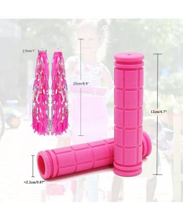 Pink Tassel Streamers Bike Handle Grips for Kids | Non-Slip Bicycle Handlebar Cover for Mountain Bike & Scooters | Cycling Replacement Parts - Buy Online on SooperMarket.com