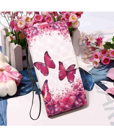 Buy Compatible Samsung Galaxy S23 Plus Red Butterfly Wallet Case - Glossy 3D Pattern PU Leather - Perfect Fit & Stylish Protection - Buy Online on SooperMarket.com