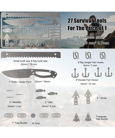 Moricher Survival Card Multitool- Fishing Line & EDC Kit for Outdoor Camping, Hiking, and Hunting - Silver 6pcs - Buy Online on SooperMarket.com