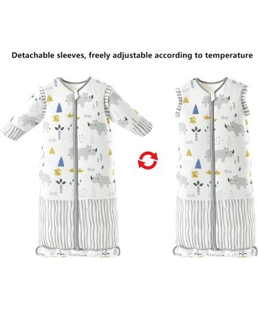 Chilsuessy Baby Sleeping Bag 3.5 Tog | Winter Wearable Blanket for Kids |Adjustable Length & Removable Sleeves | Toddler Sleeping Bag 3-6 Years | Cute Rhinoceros Design - Buy Online on SooperMarket.com
