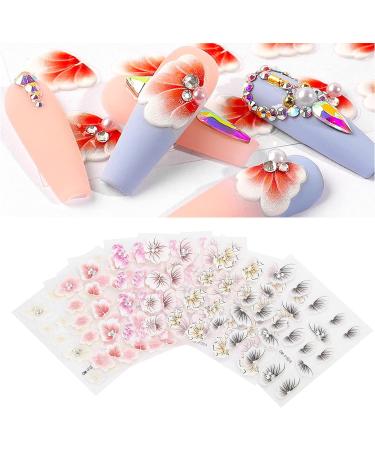 5D Nail Art Stickers Self Adhesive Nail Stickers Nail Decoration Fashion Accessories Embossed Flowers Self Adhesive Nail Decoration for Manicure Nail Art Supplies - Buy Online on SooperMarket.com