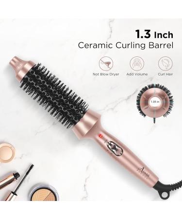 Aima Beauty Heated Round Brush - 1.3"/35mm Ionic Straightening & Curling Brush for Smooth Shiny Hair - Fast Heating Dual Voltage Auto Shut Off - Buy Online on SooperMarket.com