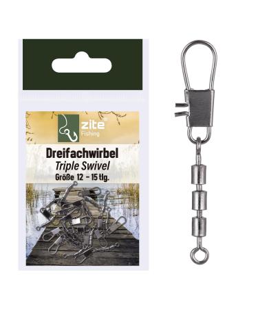 Zite Fishing Triple Swivel Set 3 Sizes Trout Swivel Sbirolino Fishing 15 Pieces Fishing Swivels as Fishing Accessories 12