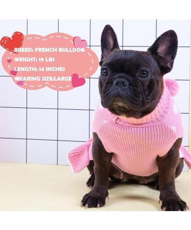 KYEESE Polka Dot Pink Dog Sweater Dress with Leash Hole - Knit Warm Clothes for Small Dogs - Fall/Winter Stylish Pet Apparel (Pack of 1) - Buy Online on SooperMarket.com