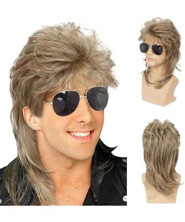 vreplrse Realistic Vintage Wig for Men Comfortable and Durable Materials Fiber Halloween Costume Wig Cover Party Wig Disco Red Brown - Buy Online on SooperMarket.com