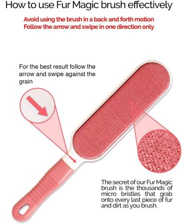 Fur Magic Pet Hair Remover Lint Brush - Self-Cleaning Base - Double-Sided Brush for Dog and Cat - Pink Limited Edition - Buy Online on SooperMarket.com