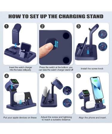 3-in-1 Charging Station for Apple Products with Removable Stand - Blue - Buy Online on SooperMarket.com