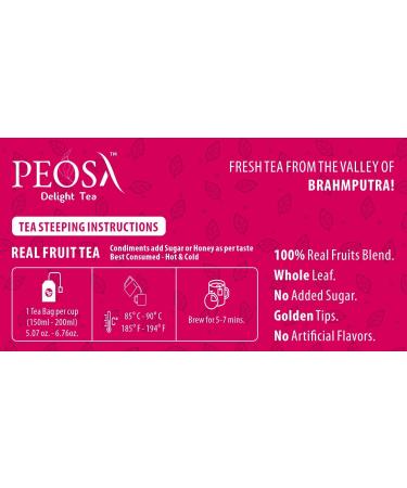 Peosa Delight Tea - Strawberry Panga Loose Leaf Black Tea Natural & Exotic Fruits Strawberry - Cranberry - Rose - Hibiscus Hot & Iced Tea Natural Flavors 1.76 oz Box 20 Tea bags. - Buy Online on SooperMarket.com