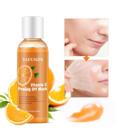 Peel Off Face Mask Vitamin C Peel Off Mask  Blackhead Mask Peel Off Gentle Exfoliating Mask Blackhead Remover Mask  Poreless Deep Cleanse Mask Hand Mask for Brightening Face Arms Neck -100ML/3.4 FLOZ Vitmian C Peel Off M...