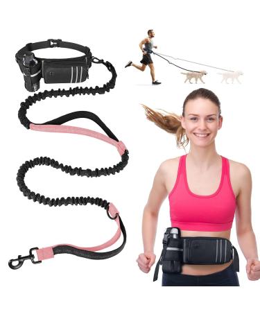 Jogging lines for dogs heelay belt pocket to run jogging and normal dog leash for large medium -sized little small with double handle belly belt with reflective seams pink