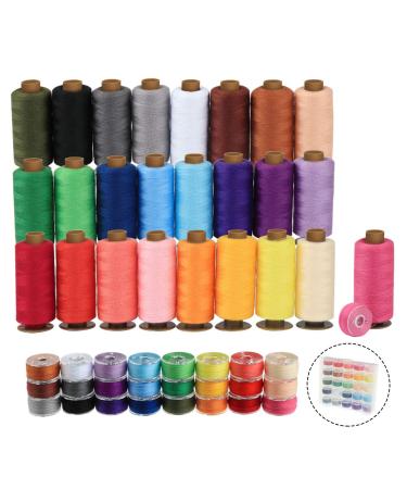 ilauke 50Pcs Bobbins Sewing Threads Kit, 400 Yards per Polyester Thread Spools, Prewound Bobbin with Case for Brother Singer Janome Machine, 25 Colors