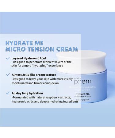 MAKEPREM Hydrate Me Micro Tension Cream - Hyaluronic Acid Moisturizer for Dry, Sensitive, and Acne-Prone Skin - 2.19 Fl Oz - Buy Online on SooperMarket.com