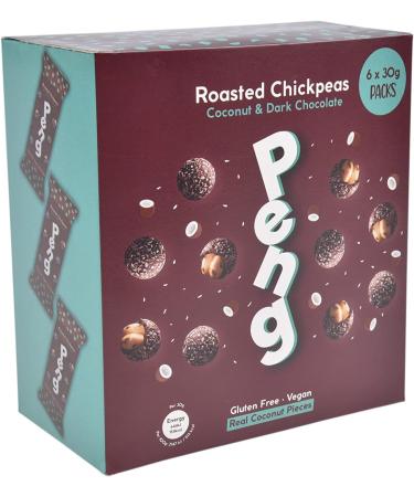 Peng Roasted Chickpeas Snack (6 x 30g) - Coconut Flavor | High Protein Plant-Based Double Roasted Snack - Buy Online on SooperMarket.com