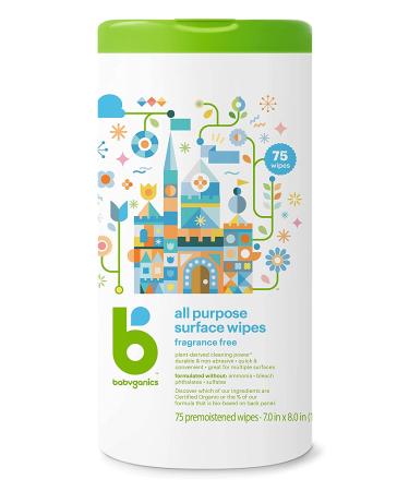 Babyganics All Purpose Surface Wipes 150 Count (2 Pack) - Fragrance Free, Plant Based, Non-Abrasive, No Ammonia or Bleach - Buy Online on SooperMarket.com