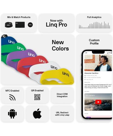 Linq Bracelet v3 - Smart NFC and QR Technology Band for Networking, Custom Links, Videos - White - Buy Online on SooperMarket.com