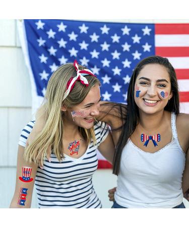 4th of July Temporary Tattoos - Patriotic Red, White & Blue Stickers for Independence Day Celebrations - Buy Online on SooperMarket.com