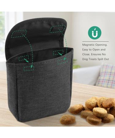 AEMIAO Dog Treat Pouch - Small Magnetic Closure Training Bag for Pet Puppy Walking - Includes Carabiner - Grey - Buy Online on SooperMarket.com