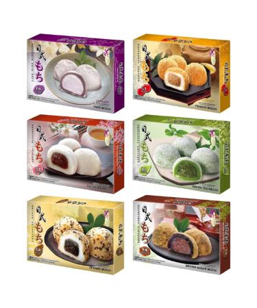 CNMART Assorted Japanese Style Mochi Gift Set 6 Flavours 210g (Pack of 6) - Traditional Soft Rice Cake