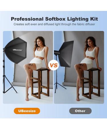 UBeesize Softbox Photography Lighting Kit - Professional 30x30 Hexagon Softbox with 2pcs 40W Daylight Bulbs for Portraits, Advertising, and Video Recording - Buy Online on SooperMarket.com