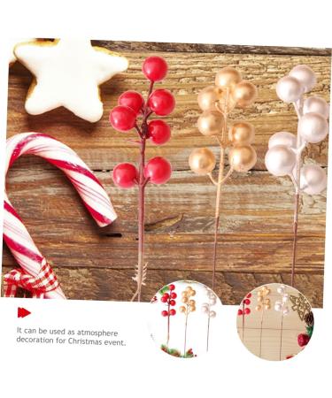 HOMSFOU 60 Pcs Christmas Fruit Christmas Tree Picks Artificial Berry Twigs Diy Floral Art Plant Fake Berry Picks Christmas Holly Decorations Christmas Berry Picks Foam Red Fruit Branch Redx3pcs 17x3cmx3pcs - Buy Online on SooperMarket.com