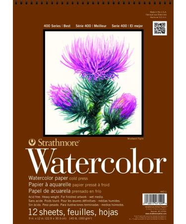 Strathmore Watercolor Paper Pad 9"X12"-140lb Cold Press 12 Sheets -62440100 9x12 Wire Binding