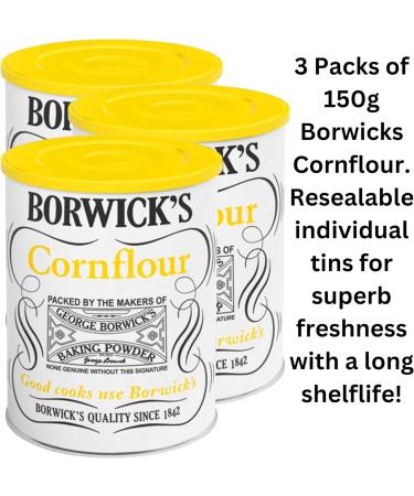 Cornflour 3 Pack Quality Long Life Bundle Containing 3 150g Stay Fresh Packs of Borwicks Cornflour - Buy Online on SooperMarket.com