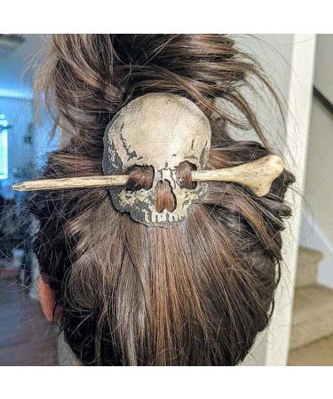 Skull Hair Pin Stick Slide with Faux Bone Halloween Hairpin Handmade Punk Skull Hair Pin Skull/Death Moth Hair Clip Sticks Hairpin Hair Fork Tortoise Shell Bun Cover Holder for Women Girls - Buy Online on SooperMarket.com