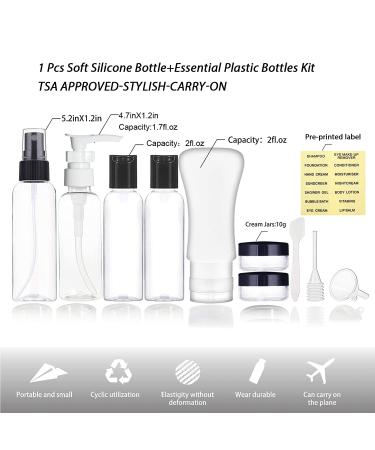 Empty Plastic Travel Bottles Containers - TSA Approved Toiletries Tubes Kit for Liquids - Carry-On Set for Women/Men - Buy Online on SooperMarket.com