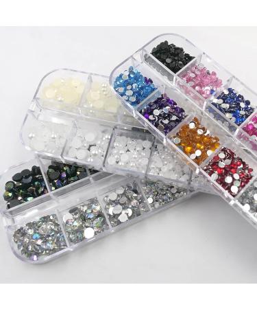 Lifextol Nail Art Rhinestone Flatback Half Pearls - Mixed Colors AB Gems for Women - DIY Crafts and Makeup - Pack of 3 Boxes - Buy Online on SooperMarket.com