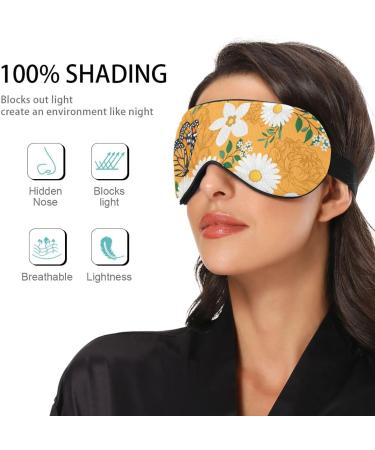 Haskirky Light Blocking Eye Mask | Breathable & Adjustable for Men and Women | Ideal for Travel, Yoga, Meditation, Office, Deep Sleep | White Flower Print - Buy Online on SooperMarket.com