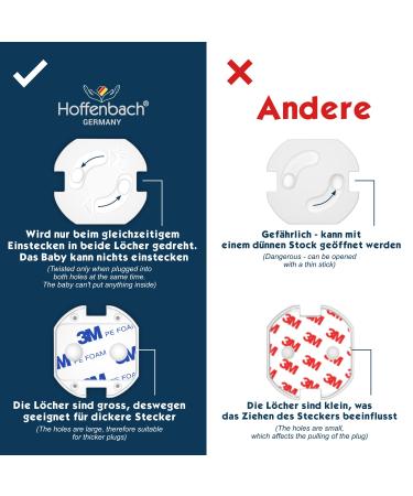 Hoffenbach Socket Safety Lock - 20x Childproof Safety Locks with Rotating Mechanism for Socket Protection | Ideal for Babies & Children - Buy Online on SooperMarket.com