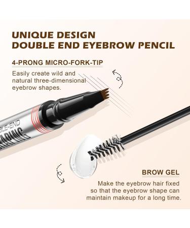 DAGEDA 2-in-1 Eyebrow Pen and Eyebrow Gel Magic Eyebrow Pencil with 4 Fork Tip Waterproof Microblading Eyebrow Pen Brow Gel Long-Lasting Natural Eye Brow Pen For Defining Brows 02 Dark Brown - Buy Online on SooperMarket.com
