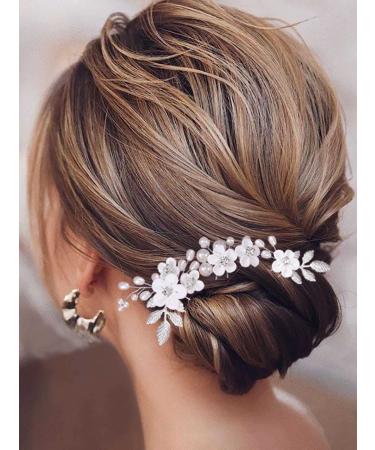 Earent Bride Wedding Flower Pearl Hair Pins - Pack of 3 | Bridal Hair Accessories for Women and Girls - Buy Online on SooperMarket.com