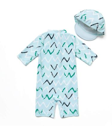 BONVERANO Baby Boys Swimsuit 12-18 Months | Short-Sleeve Zipper One Piece Swimwear with UPF 50+ Sun Protection - Buy Online on SooperMarket.com